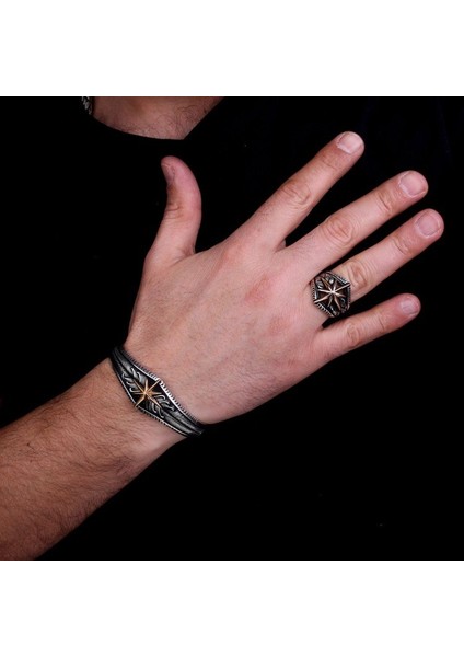 Pusula Model Yüzük Bileklik Kombini 925 Ayar Gümüş indirimleri