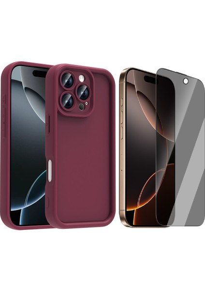 iPhone 16 Pro Max Kılıf Kamera Korumalı Zore Ananas Kapak + Hayalet Ekran Koruyucu