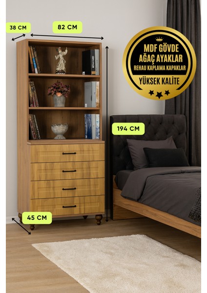 Alin Wood Mdf Çekmeceli Şifonyer ve Kitaplık Set fiyatları