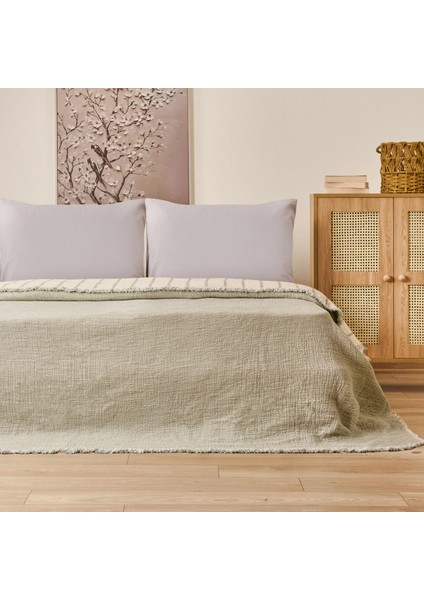 Soft Serena Tek Kişilik Yatak Örtüsü - Ekru / Haki - 170X230 cm fırsatları