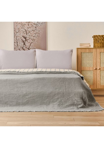 Soft Serena Tek Kişilik Yatak Örtüsü - Ekru / Antrasit - 170X230 cm fırsatları