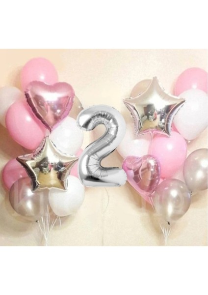 Kalp Yıldız Konsepti - Doğum Günü Seti - Yaş Günü Renkli Balon Partisi Seti