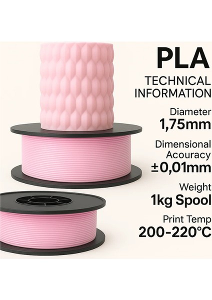Pla+ Toz Pembe 3D Filament 1.75MM 1kg fiyatları