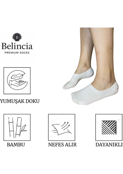Bambu Erkek Babet Dikişsiz Beyaz Çorap Görünmez Kaydırmaz Topuk Silikonlu 6'lı Paket fiyatları