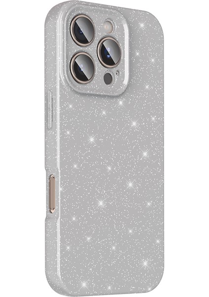 iPhone 16 Pro Kılıf Kamera Korumalı Simli Lüks Nxxa Koton Kapak - Açık Pembe modelleri