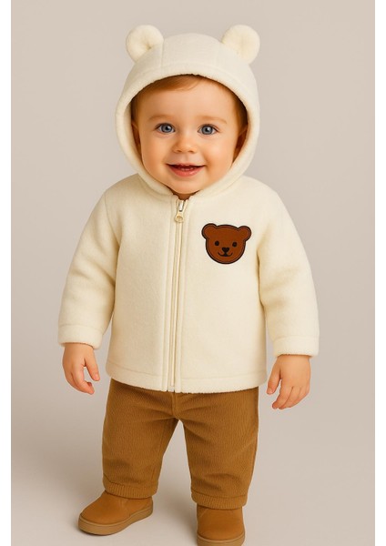 Unisex Mont Bebek Welsoft Ayı Kulaklı Fermuarlı