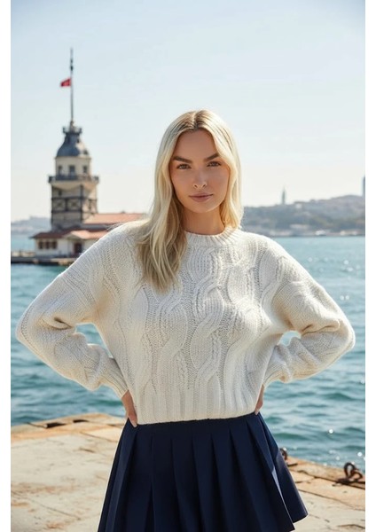 Konforlu & Şık Saç Örgü Bisiklet Yaka Kadın Triko Kazak fiyatları