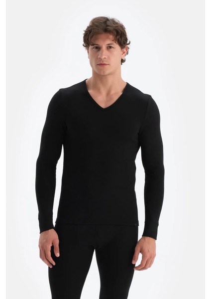 Erkek V Yaka Uzun Kollu Termal Içlik Tek Üst D6035