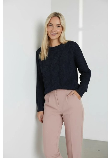 Konforlu & Şık Saç Örgü Bisiklet Yaka Kadın Triko Kazak indirimleri