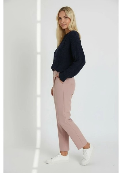 Konforlu & Şık Saç Örgü Bisiklet Yaka Kadın Triko Kazak