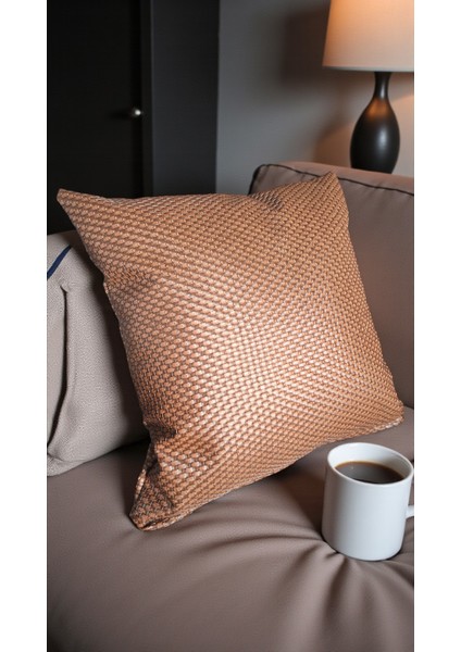 Deri 45X45 Kırlent ( Içi Dolu) Salon Minderi, Minder, Gold Deri , Minderi Koltuk Minderi, Yastık