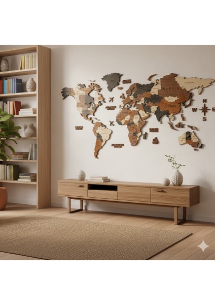 Camel Ahşap Dünya Haritası