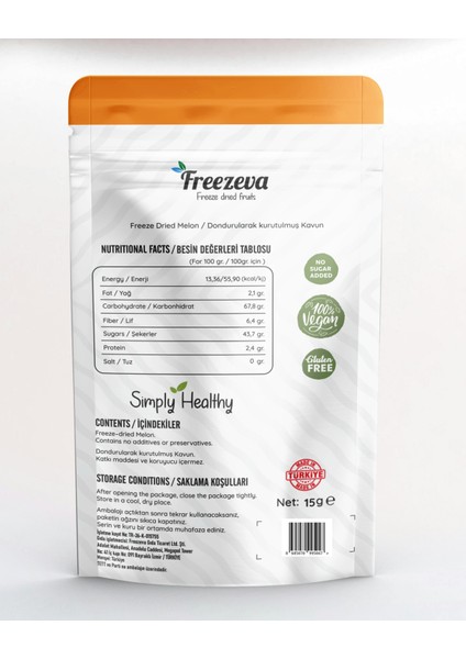 Dondurularak Kurutulmuş Kavun 15 gr – Freeze Dried Kavun- Kavun Kuru Meyve Cipsi fiyatları