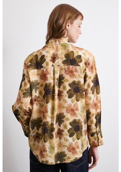 Kadın Uzun Kol Desenli Renkli Pamuk Saten Premium Kalite Spor Şık Gömlek modelleri