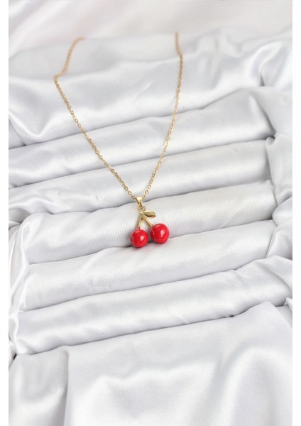316L Çelik Zincir Gold Renk Kiraz Model Kadın Kolye - TJ-BKO10623 fiyatları