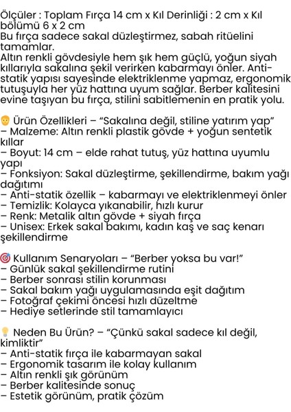 Gold Sakal Bıyık Tarama Fırçası - Sakal Fırçası – Şekillendirici, Anti-Statik 722274 modelleri