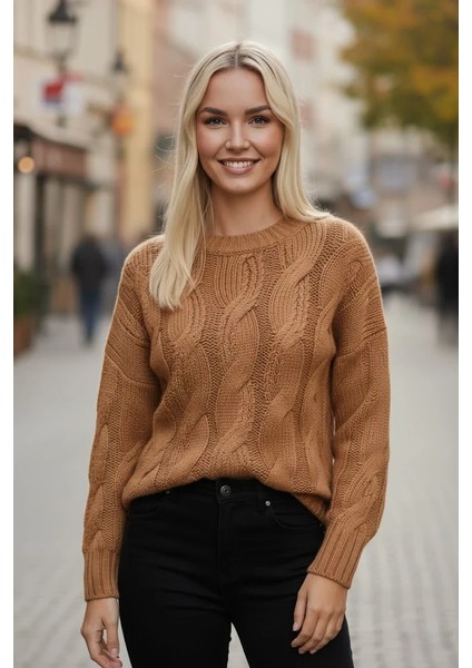 Konforlu & Şık Saç Örgü Bisiklet Yaka Kadın Triko Kazak fiyatları