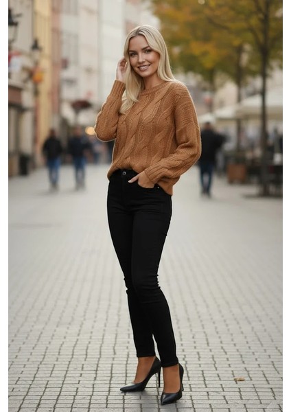 Konforlu & Şık Saç Örgü Bisiklet Yaka Kadın Triko Kazak modelleri