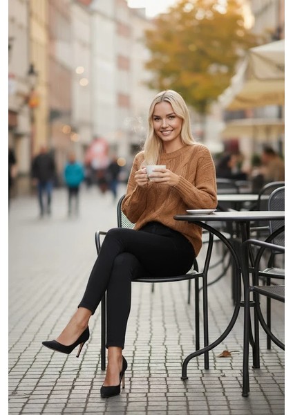 Konforlu & Şık Saç Örgü Bisiklet Yaka Kadın Triko Kazak indirimleri