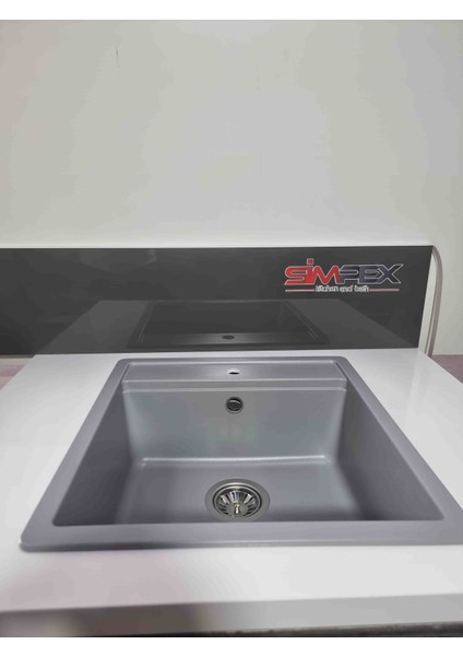 5yil Garantili Metalik Gri Granit Eviye (49×50CM) Tezgah Üstü Granit Eviye fiyatları