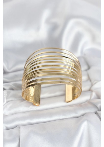 Gold Renk Pirinç Kaburga Model Kadın Bileklik - TJ-BB8065