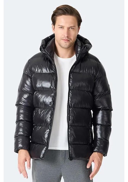 Hoot Erkek Kapüşonlu Şişme Siyah Mont & Kaban