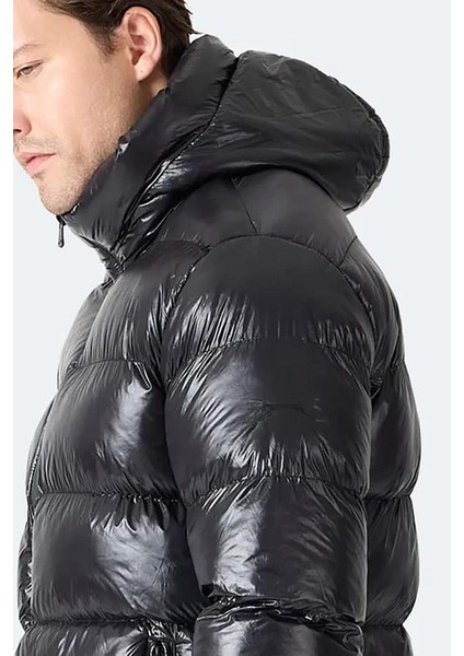 Hoot Erkek Kapüşonlu Şişme Siyah Mont & Kaban