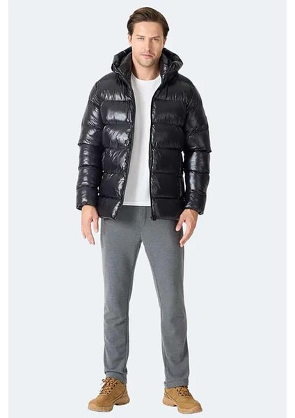 Hoot Erkek Kapüşonlu Şişme Siyah Mont & Kaban