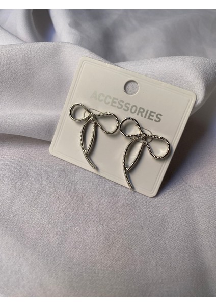 Kararmaz Çelik Ince Fiyonk Detaylı Gümüş Küpe