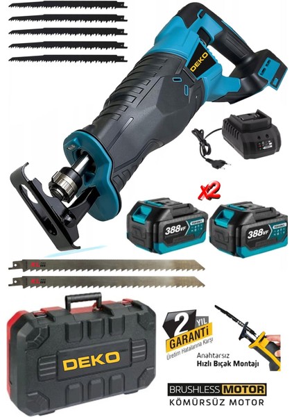 Bl Motor Çift Akülü 388VF 10AH Akülü Tilki Kuyruğu Testere Tuğla Beton Tahta Kesme Mak + 7 Ad Bıçak