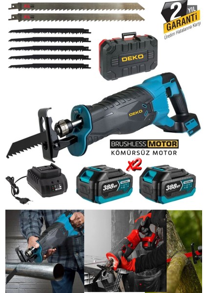 Bl Motor Çift Akülü 388VF 10AH Akülü Tilki Kuyruğu Testere Tuğla Beton Tahta Kesme Mak + 7 Ad Bıçak fiyatları
