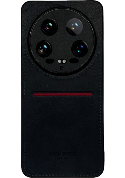 Xiaomi Mi 14 Ultra Deri Kartlıklı Lüks Kılıf Siyah