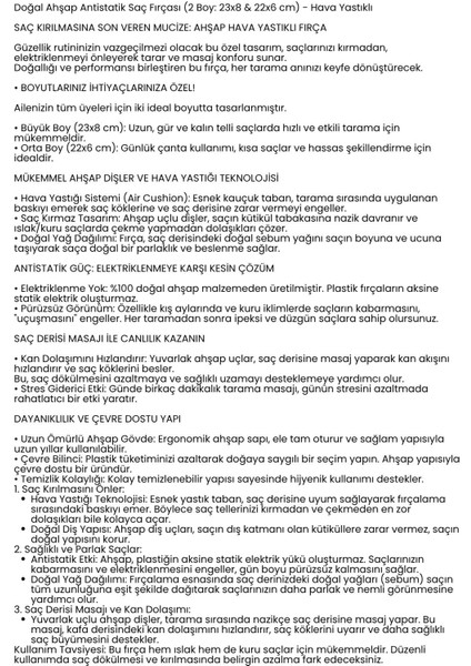 Doğal Ahşap Antistatik Hava Yastıklı Saç Fırçası (2 Boy: 23X8 & 22X6 Cm) - 722280 fiyatları