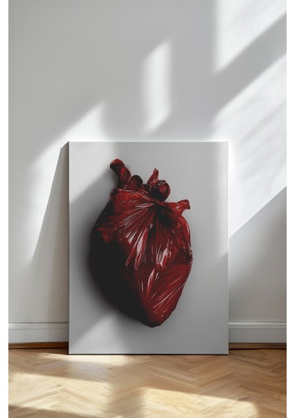 Atık Kalp - Kanvas Tablo - Kırmızı Poşet Pop Art Duvar Dekoru fiyatları