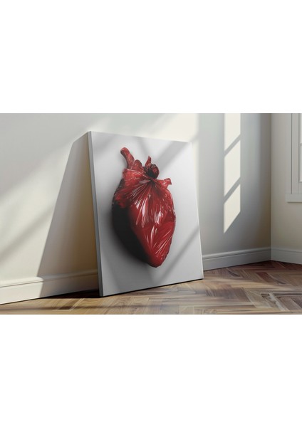 Atık Kalp - Kanvas Tablo - Kırmızı Poşet Pop Art Duvar Dekoru fırsatları