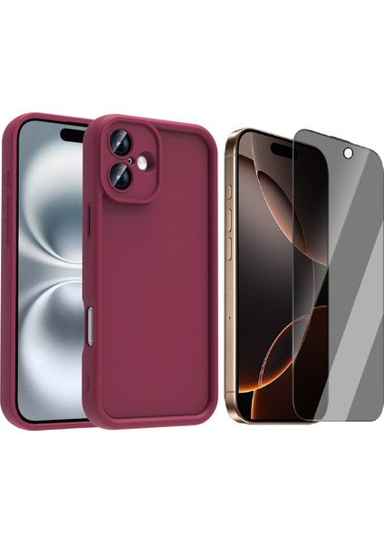 iPhone 16 Plus Kılıf Kamera Korumalı Zore Ananas Kapak + Hayalet Ekran Koruyucu