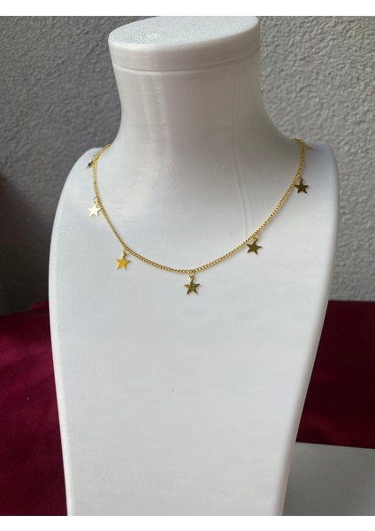 Kararmaz Çelik Yıldız Detaylı Kolye