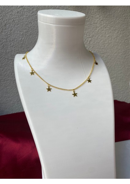 Kararmaz Çelik Yıldız Detaylı Kolye