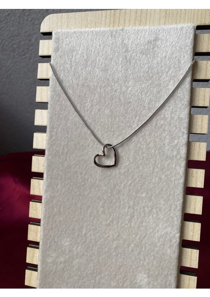 Kararmaz Çelik Sarkan Kalp Detaylı Gümüş Kolye fiyatları