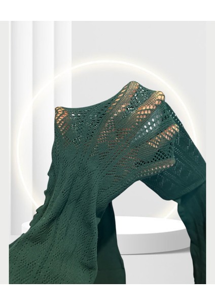 Elena Kış Filesi Zümrüt Yeşili Desenli Külotlu Çorap-Limited