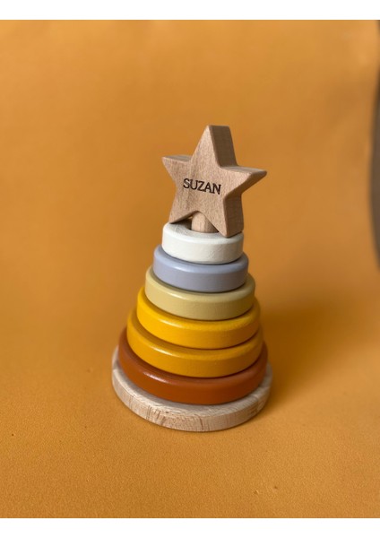 Isme Özel Ahşap Yıldız Halka Kule | Montessori Eğitici Oyuncak & Dekoratif Ahşap Hanoi indirimleri