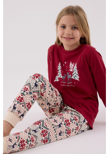 Kız Çocuk Kırmızı Pijama Takımı