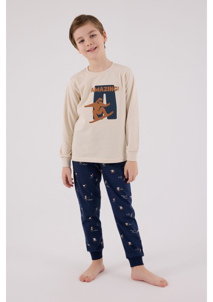 Erkek Çocuk Bej Pijama Takımı modelleri