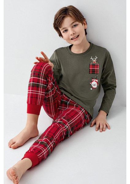 Erkek Çocuk Yeşil Pijama Takımı