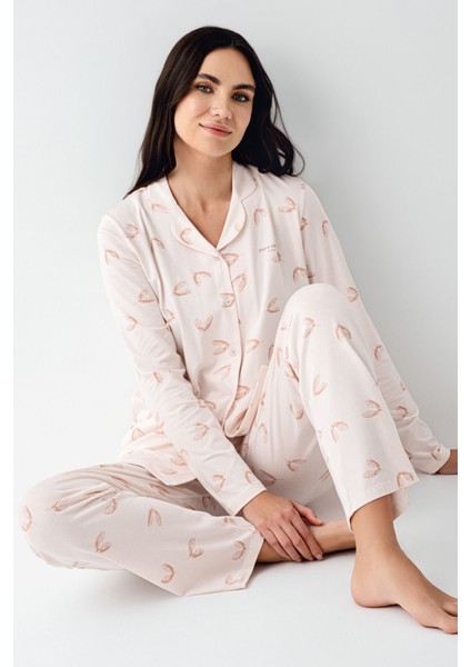 Kadın Pembe Gömlek Pijama