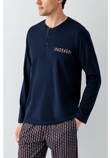 Erkek Lacivert Pijama Takımı modelleri