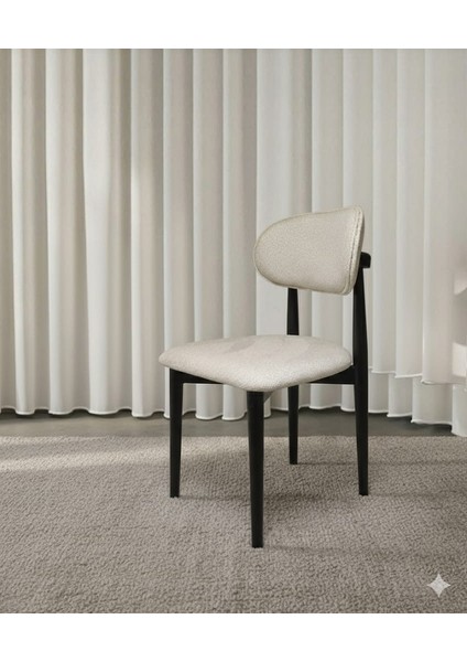 Bohem Sandalye Ahsap (Demonte Kurulum ) Siyah Ayak Beyaz Kumaş Kolaykurulum ve Dahafazlası Ürün Açıklamasında