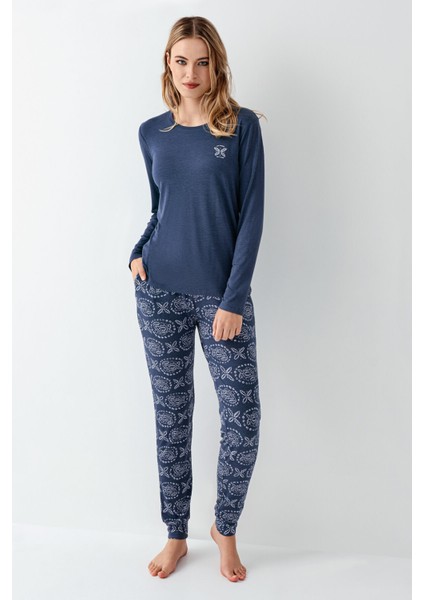 Kadın Mavi Pijama Takımı