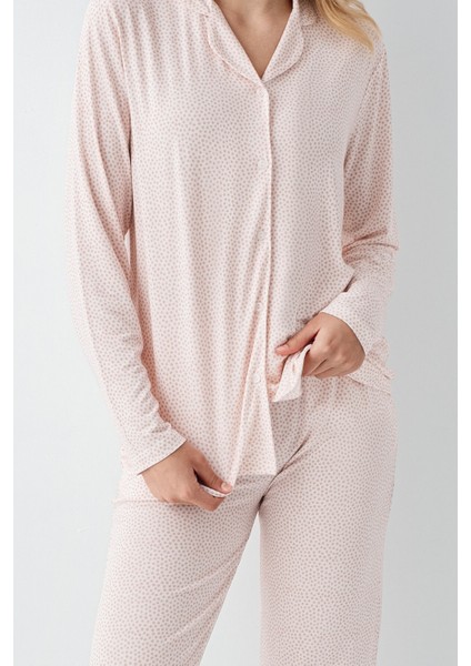 Kadın Krem Gömlek Pijama modelleri