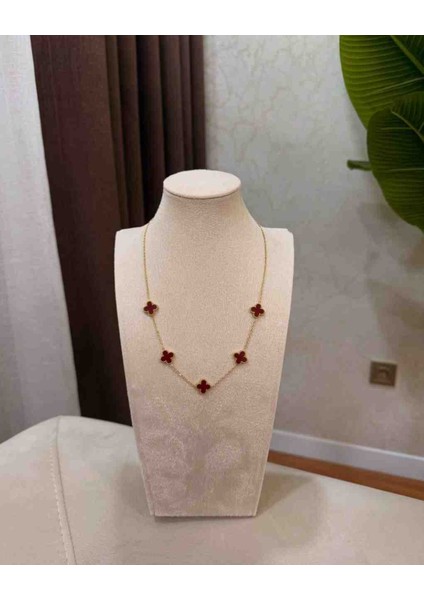Gold Bordo Ikili Set Çelik Bileklik Kolye Seti fiyatları